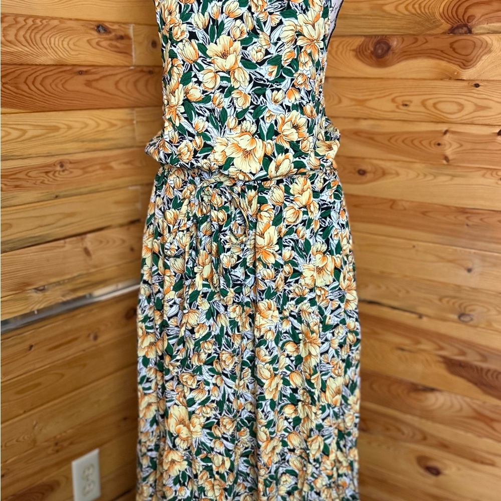 Yellow and Green Halter Sundress for Casual Resort Wear
